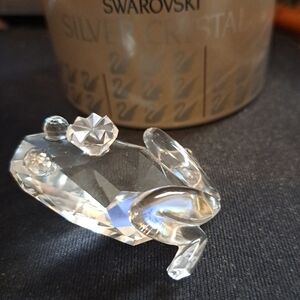Excellent Vintage Swarovski Frog Prince Clear Eyes & Crown In Original Box